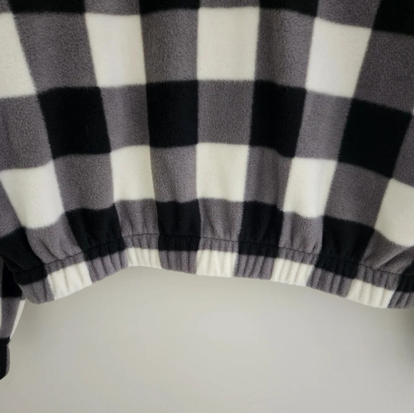 NWT BP | Black & Ivory Buffalo Check Cropped Half Zip Pullover Fleece - Size S - Picture 6 of 13